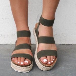 Olive green open toe espadrilles wedge sandals✨